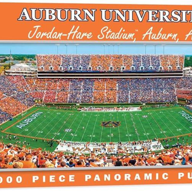 MasterPieces - 1000 Piece Jigsaw Puzzle, NCAA Auburn Tigers, Panoramic Football Stadium View, Fun for Adults and Family, 13"x39