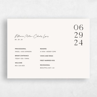 Ivory, White Wedding Program - Brockway