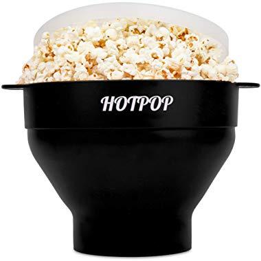 The Original Hotpop Microwave Popcorn Popper, Silicone Popcorn Maker, Collapsible Bowl Bpa Free and Dishwasher Safe - 12 Colors Available (Black)