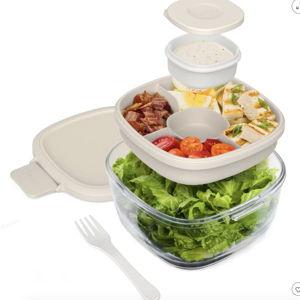 Bentgo 6pc 7.6c Glass All in One Salad Container Tan