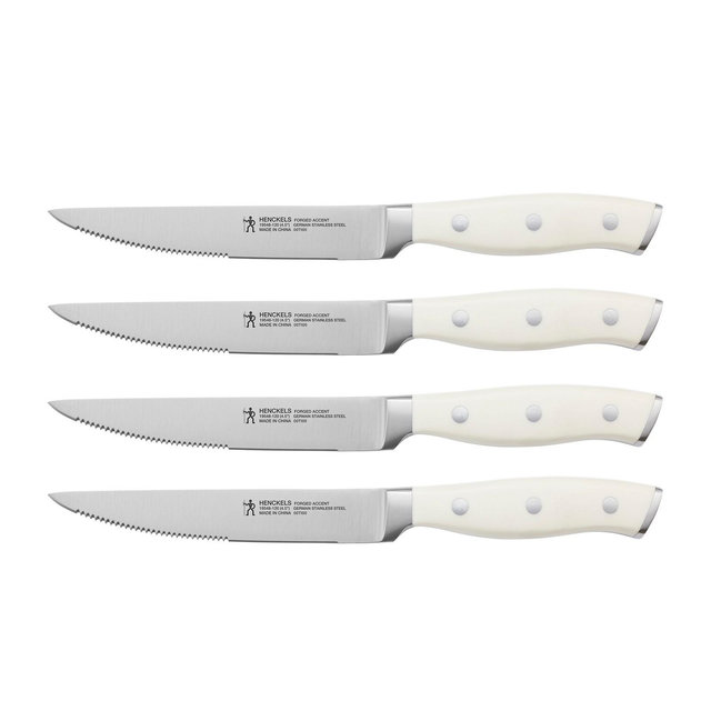 Henckels Forged Accent Set of 4 Steak Knife Set, German Engineered Informed by 100+ Years of Mastery, White
