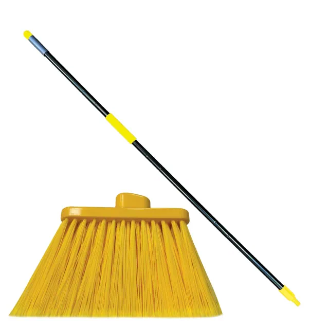 Bison Life Angle Broom for Floor Cleaning with 61" Threaded Plastic Screw Extension Handle