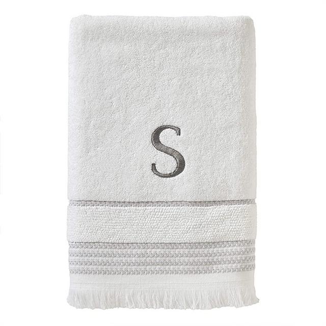 SKL Home Casual Monogram Bath Towel, S, 28x54, White