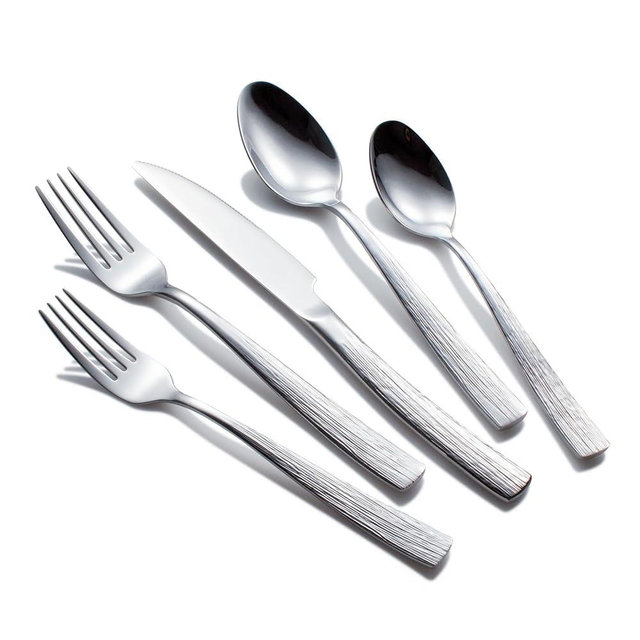 40-Piece Silverware Set for 8, CITESANA Heavy Duty Stainless Steel Flatware Set with Ripple Handles, Mirror Polished Kitchen Cutlery Set