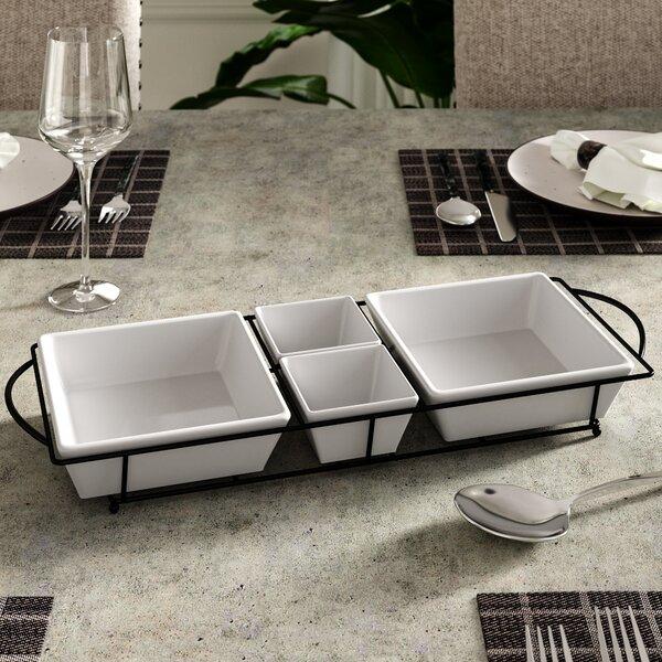 McCook Dining 4 Piece Condiment Server Set with Metal Rack