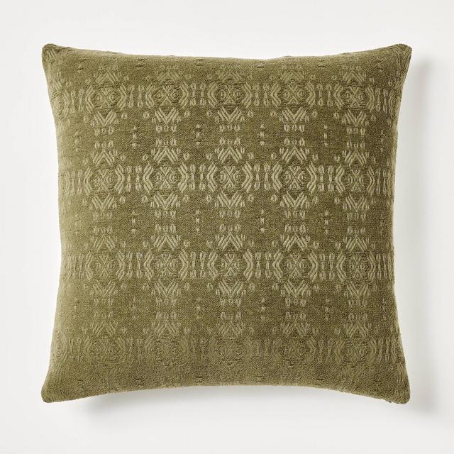 Oversize Chenille Woven Jacquard Square Throw Pillow Green - Threshold™ designed with Studio McGee