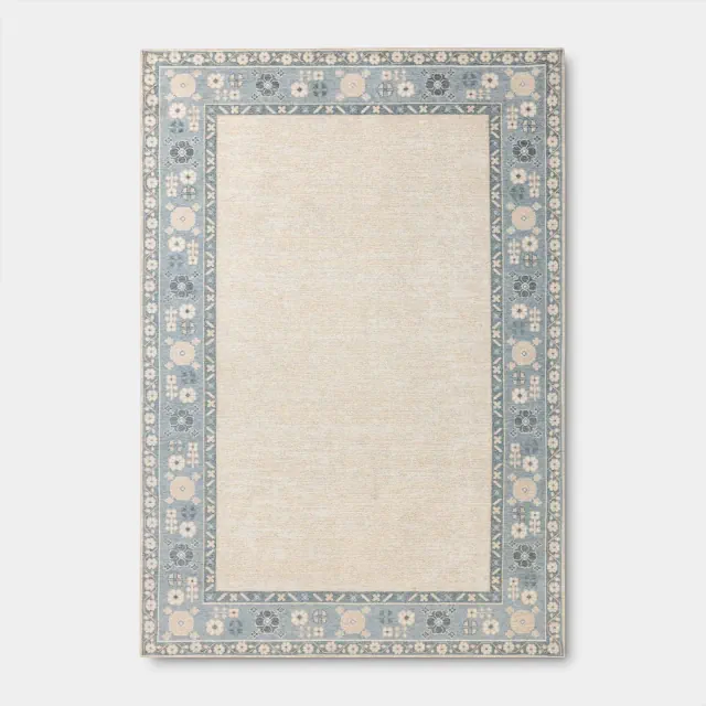 7'x10' Border Area Rug Blue