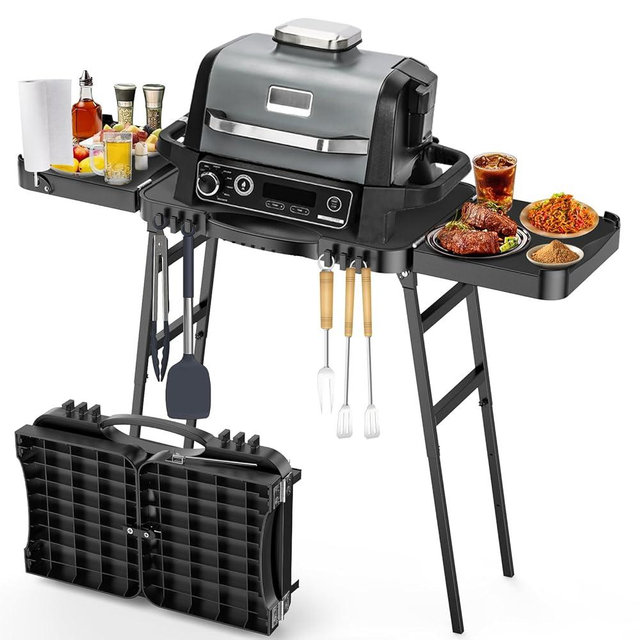 Outdoor Grill Stand for Ninja Woodfire Grill(OG701 OG850 OG951), Ninja Pizza Oven, Air fryer, 51in Large Space for Blackstone 17"/22" Griddle, Onni Pizza Oven, Adjustable Height (26"-34")