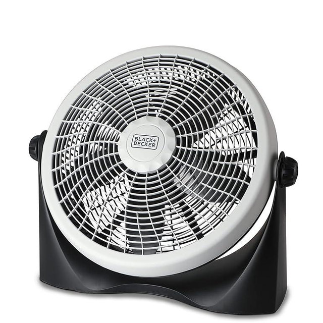 BLACK+DECKER High Velocity Floor Fan, 15.6" Diameter Freestanding Fan, 5 Plastic Blades, 3-Speeds, 90-Degree Tilt Adjustment, For Use In Bedroom, Home or Office, 5.5 lbs., Gray/Black, BFF16B