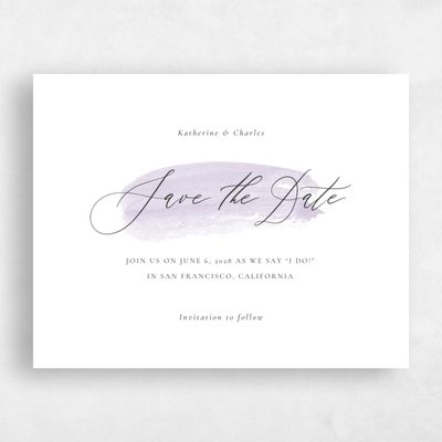 Lilac, Purple Wedding Save the Date - Violin Stroke