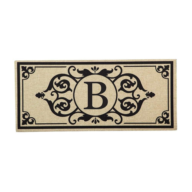 Evergreen Flag Cambridge Monogram Letter B Burlap Sassafras Switch Mat 22" x 10"