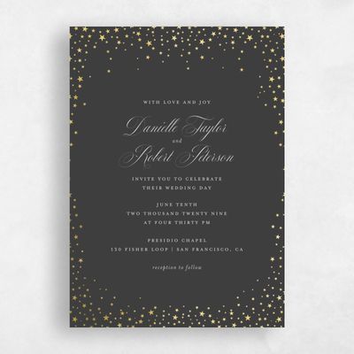 Dark Charcoal, Grey Wedding Invitation - Emery Classic Foil