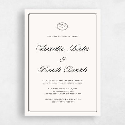 Beige Wedding Invitation - Cillian Portrait