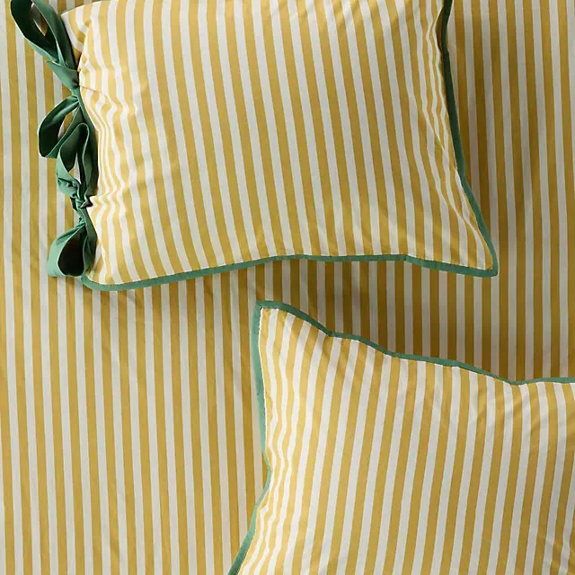 Maeve Brynne Cotton Percale Stripe Tie Printed Shams, Set of 2