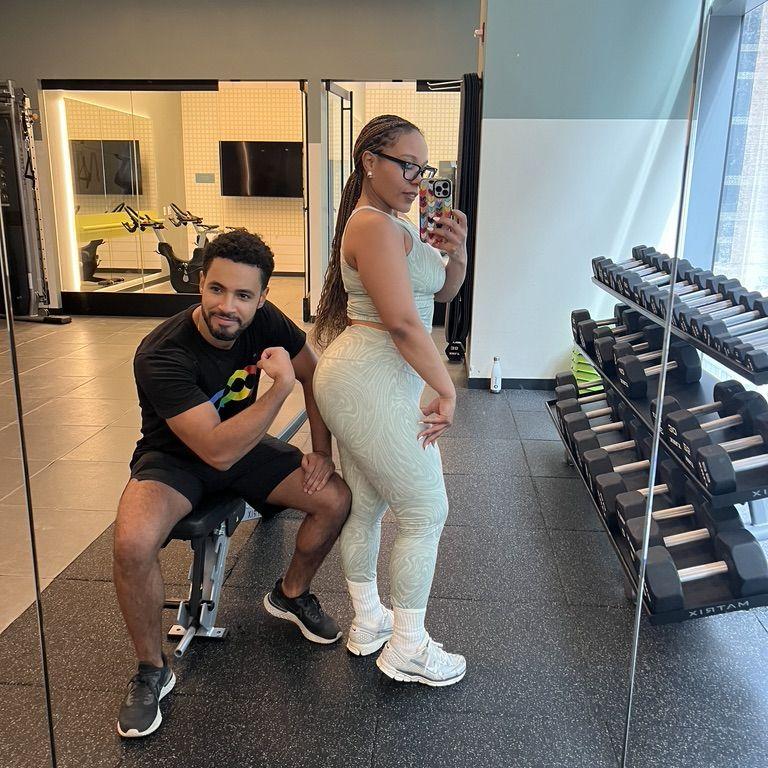 Couples that work out together stay together! This is us working out during our Chicago trip.