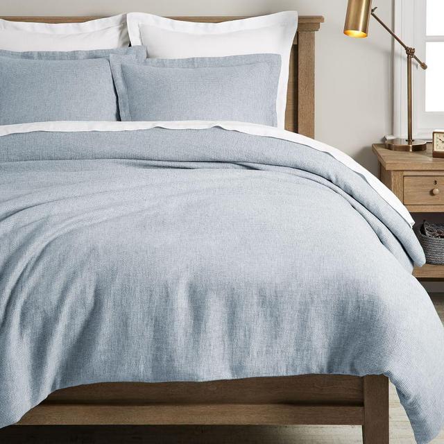 Chambray Belgian Flax Linen Waffle Duvet Cover, Full/Queen