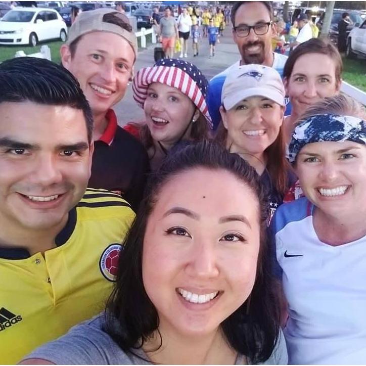 USA vs. Columbia friendly with Gio, Theresa, Colleen, Gene, Amanda and Jill