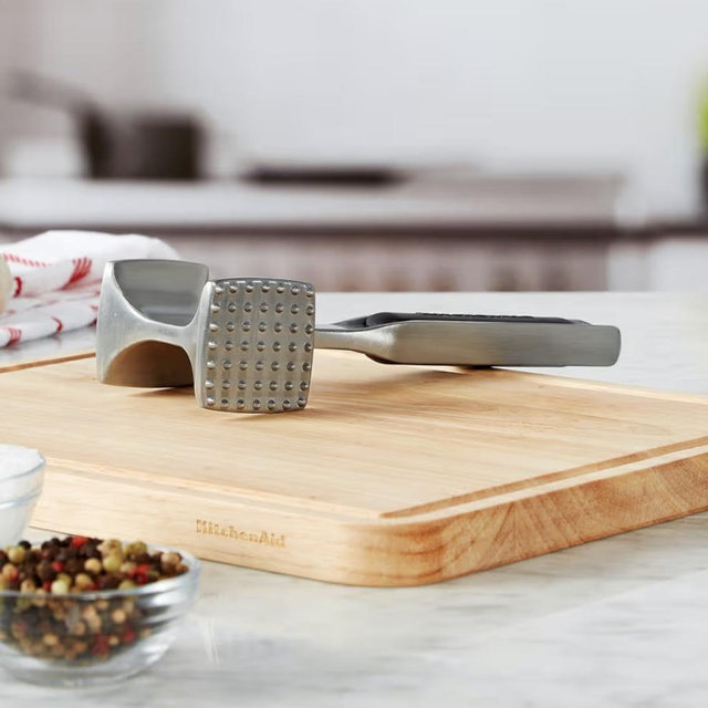 KitchenAid Gourmet Multi Sided Meat Tenderizer for Pounding Meats, Nuts, Shellfish, ect, Hang Hole for Easy Storage, Hand Wash, One Size, Black