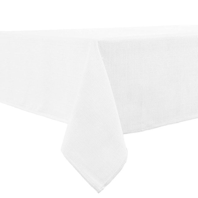 BALCONY & FALCON Rectangle Tablecloth Washable Wrinkle Resistant and Water Proof Table Cloth Decorative Linen Fabric Tablecloths for Dining Parties Kitchen Wedding and Outdoor Use (White, 57x118)