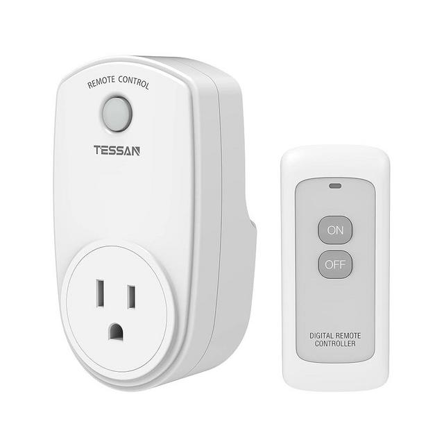 Remote Control Outlet, TESSAN Wireless Electrical Plug Switch for Lights, Lamps, Fans, 100ft RF Range, 1200W (1 Remote + 1 Outlet)