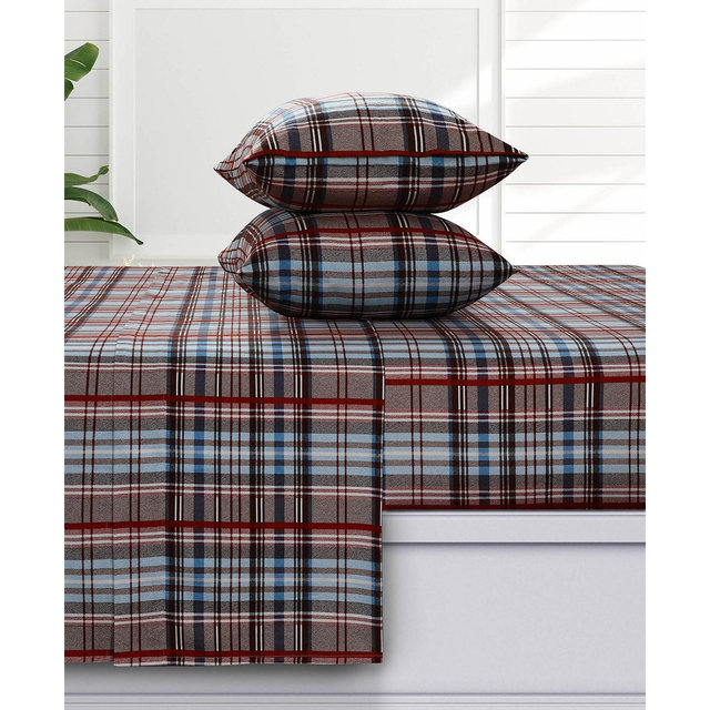 Azores Home Brentwood Plaid Extra Deep Pocket Flannel 4-Pc. Sheet Set, King
