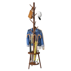 Coat Rack, Bamboo Wood (Brown)