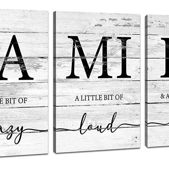 JLXART Family Wall Decor, Rustic Farmhouse Decor for The Home Art, Inspirational Canvas Print Framed, 3 Panels Each Size 12x16inch