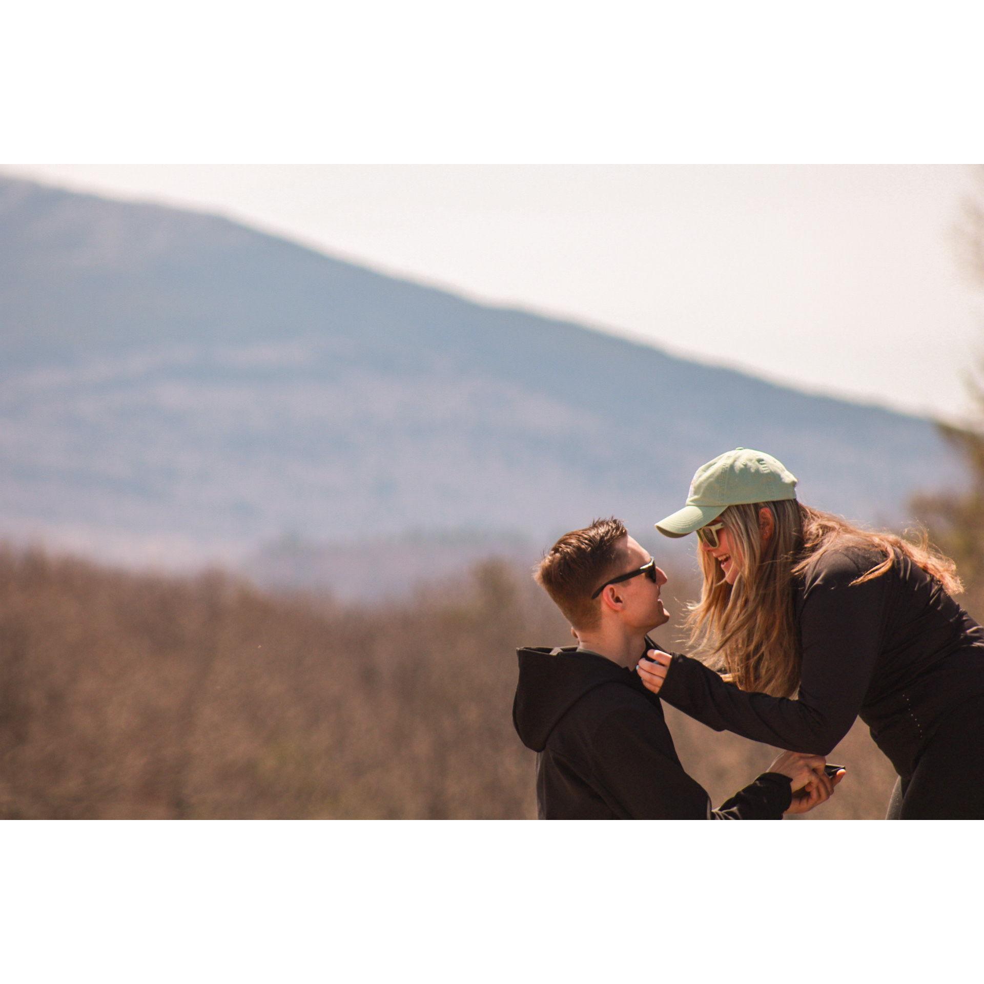 Adam proposed to Mary in NH on a morning walk with a spectacular view of Mount Monadnock in the background. It was the best day. Thank you Kate (Adam’s sister) for capturing this!