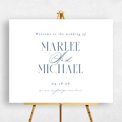 Dark Cobalt, Blue Wedding Sign - Portsmouth Landscape