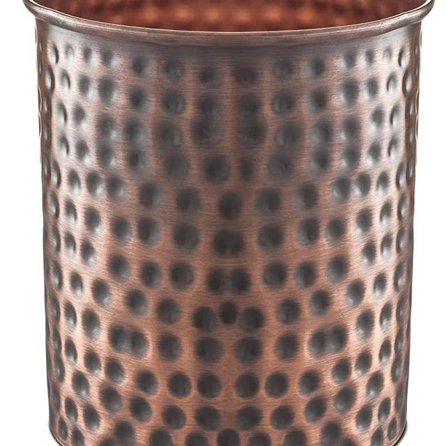 Monarch Abode Hand Hammered Kitchen Utensil Holder Crock, Large, Antique Copper Finish