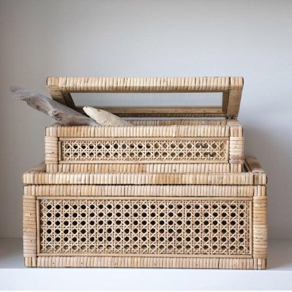 Natural Cane Box Set of 2