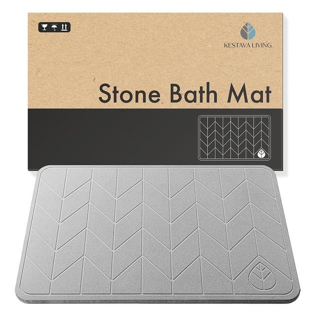 Kestava Living Premium Diatomite Stone Bath Mat - Large Non-Slip Shower Mat for Bathroom - Absorbent and Quick Drying - Natural Stone Design for Spa-Like Experience - Stylish and Easy to Clean