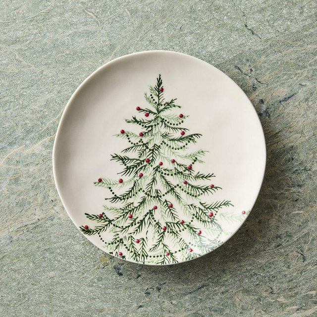 Tannenbaum Dinnerware V2Salad PlateStonewareRED AND GREENSet of 4