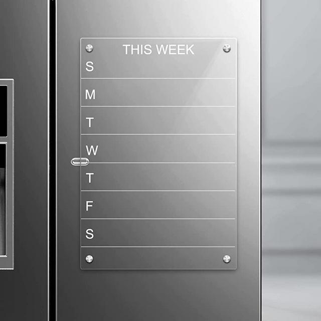 Magnetic Notepad - Acrylic Clear Weekly Meal Planner Board Resuable Dry Erase Board Week Calendar Refrigerator(Magnet)