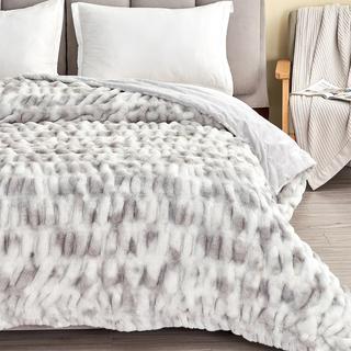 Alondra Ruched Faux Fur Throw Blanket
