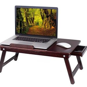 FBA_8025Lac - BirdRock Home Bamboo Laptop Bed Tray (Walnut)| Multi-Position Adjustable Surface | Pull Down Legs | Storage Drawer