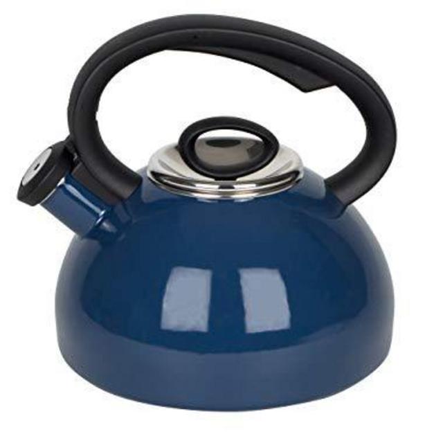 AIDEA Porcelain Enameled Tea Kettles 2-Quart - Soft Whistling Hot Water Kettle - Cobalt Blue Teapots for Stovetop