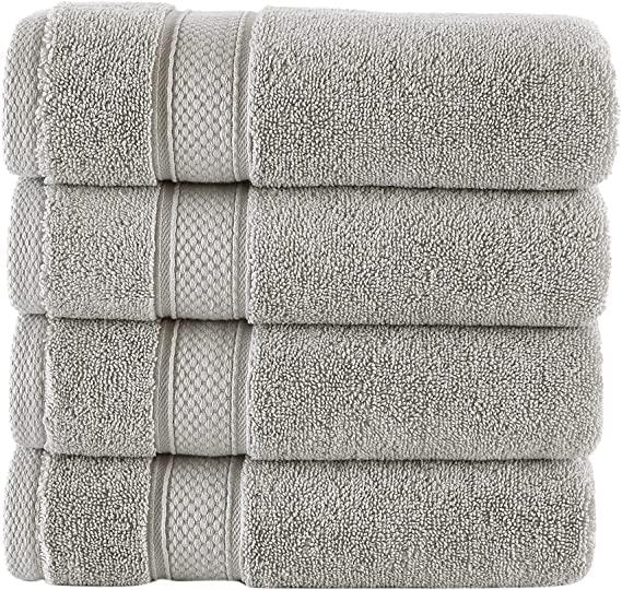 Nova Luxury Linen - Hotel Quality Turkish Towel Set for Bathroom (4 Pcs Washcloth Set, Mirage Grey)