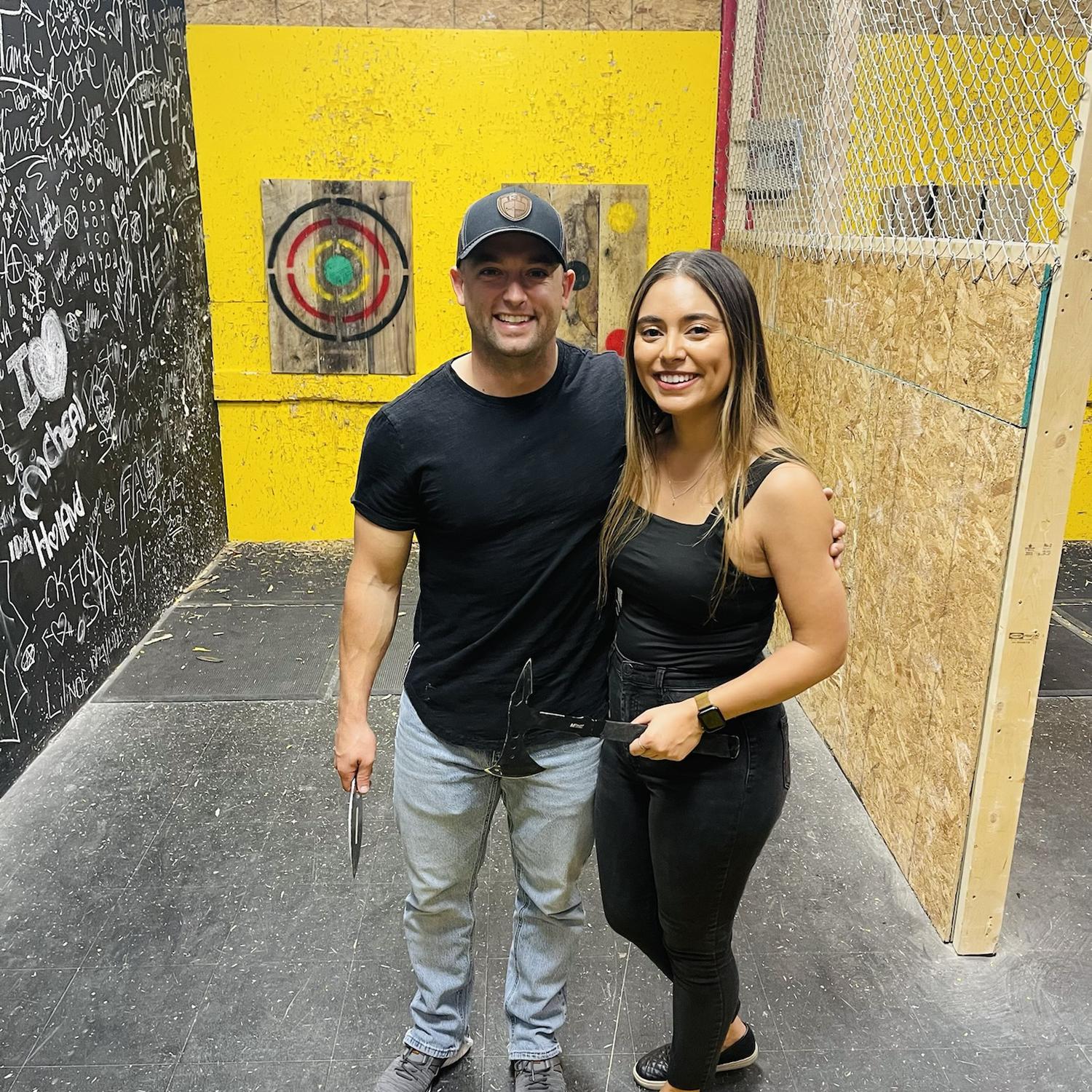 Axe throwing, ninja star throwing, knife throwing