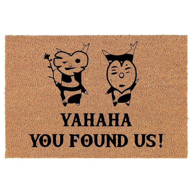 Coir Doormat Front Door Mat New Home Closing Housewarming Gift Yahaha You Found Us Funny Gamer Geek Video Game (30" x 18" Standard)