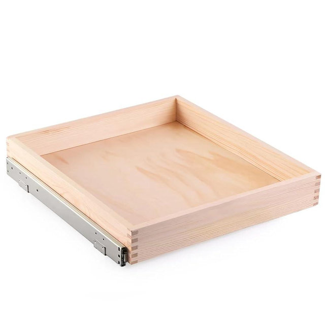 Mulush Pull Out Cabinet Drawer, 26”W x 21”D Soft Close Slide Out Wood Drawer Storage Organizer for Kitchen, Requires At Least 26.5” Cabinet Opening, Finished, Bottom Assembly