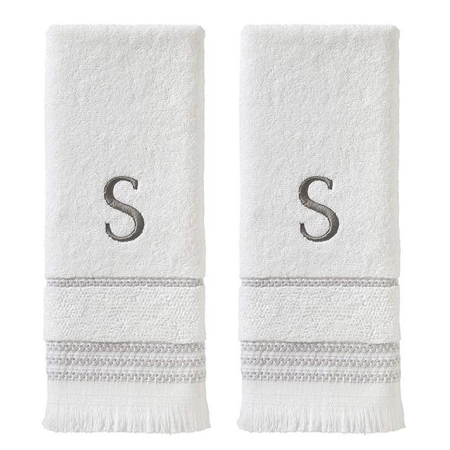 SKL HOME by Saturday Knight Ltd. Casual Monogram Hand Towel Set, S, 16x26, White 2 Count