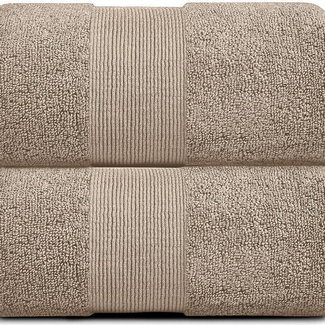 White Classic Resort Collection Soft Bath Sheet Towels | 35x70 Oversize Large Luxury Hotel Plush & Absorbent Cotton Bath Sheet [2 Pack, Taupe]