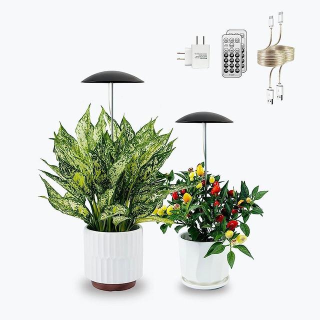 Witsanlex LED Grow Lights for Indoor Plants 2 Pack, Smart USB Small Full Spectrum Plant Lights with Remote, Height Adjustable, Auto On/Off Timer, Ideal for Home Decoration, Black