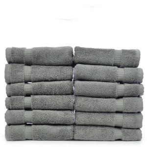 Chakir Turkish Linens - Luxury Hotel & Spa Towel Turkish Cotton (Wash Cloth - Set of 12, Gray)