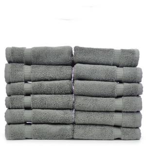 Chakir Turkish Linens 100% Turkish Cotton Luxury Hotel & Spa Washcloth Set  (Set of 12, Gray)