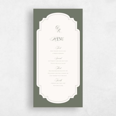 Dark Sage, Green Wedding Menu - Marisol