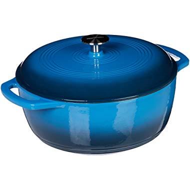 AmazonBasics Enameled Cast Iron Dutch Oven - 4.5-Quart, Blue