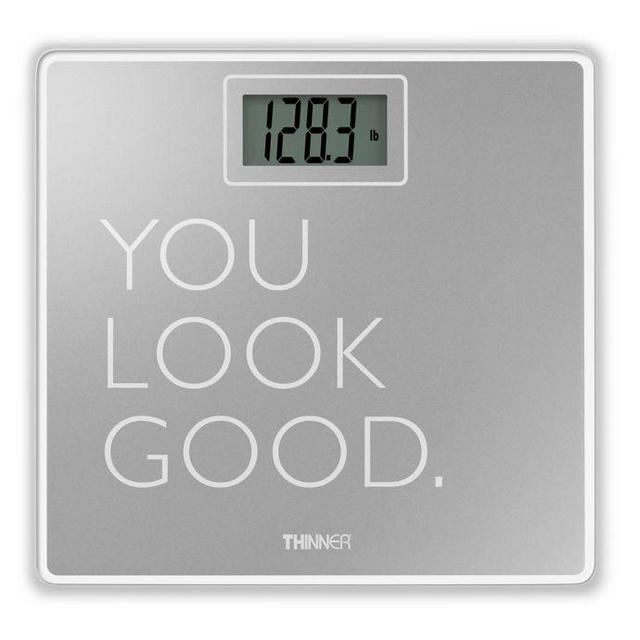 Thinner® by Conair™ Digital Glass Bathroom Scale in Silver