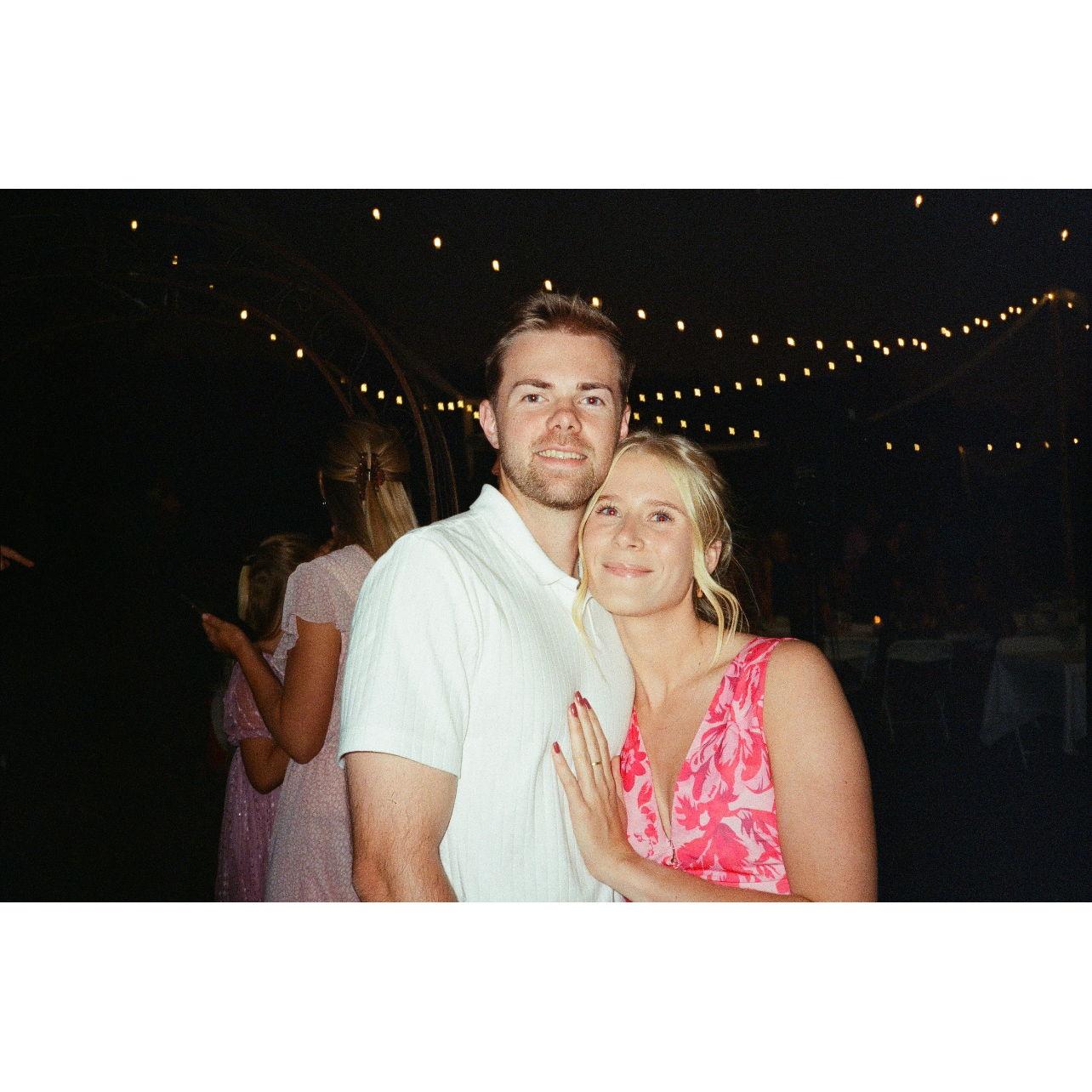 At the wedding of our sweet friend... and now about to have a wedding of our own. EEP!!